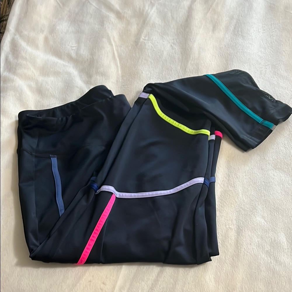 Ladies XL Fila leggings with bright colored and reflective, stripes